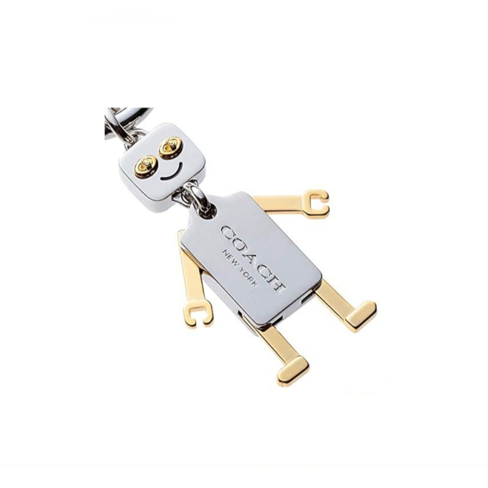 COACH Metal ROBOT Key Ring F65429 Silver/Gold NEW! - Picture 3 of 8